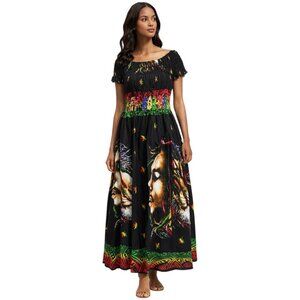 Bob Marley Dress 100% Cotton One Size Fit All Beach Dress Rasta Dress For Summer